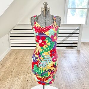 NWT S M colorful tropical floral, stretchy bodycon dress